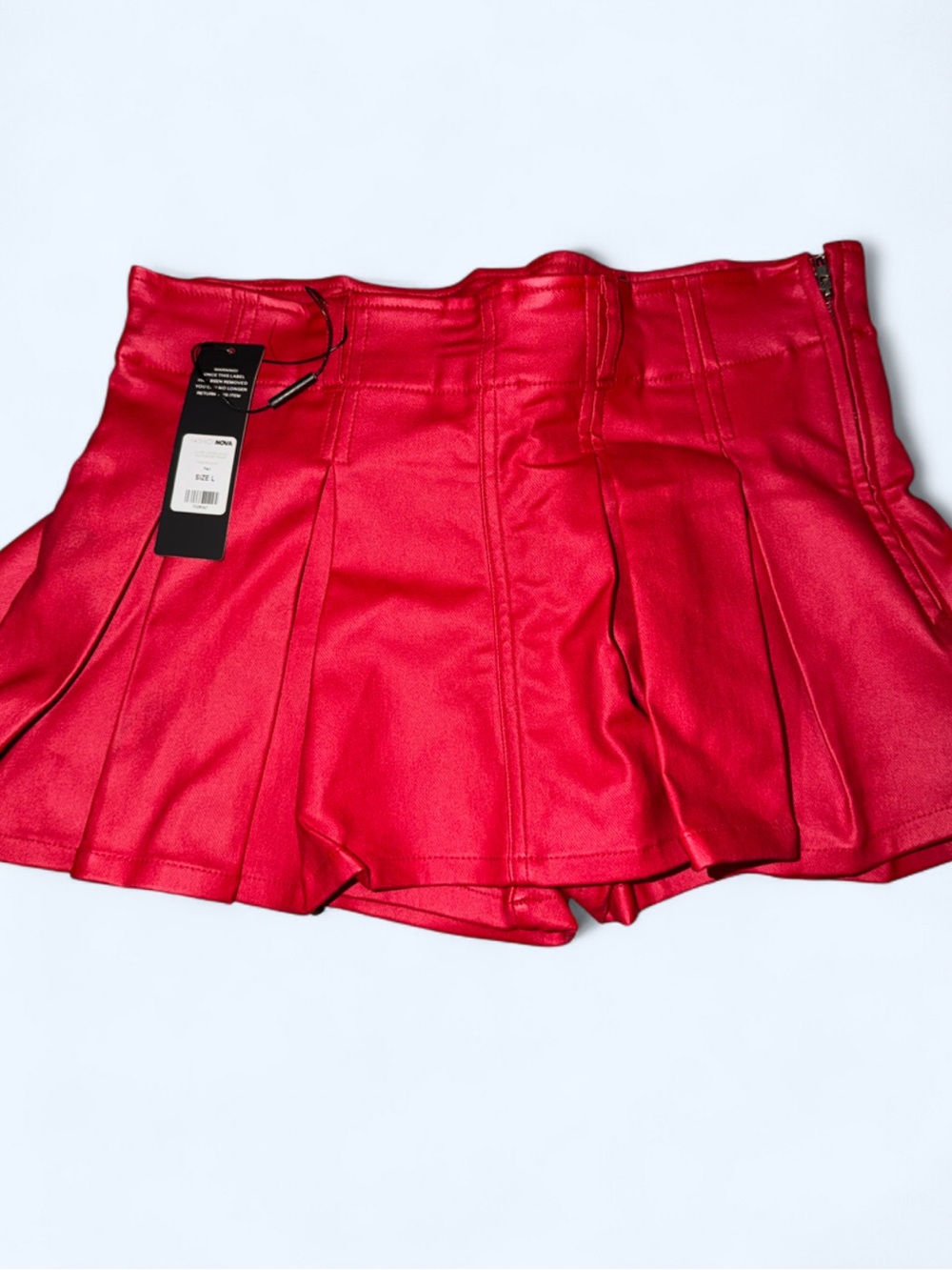 Red Pleated Micro Mini Skort - Picture 3 of 7